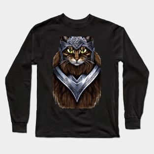 Viking Cat in Armour Long Sleeve T-Shirt